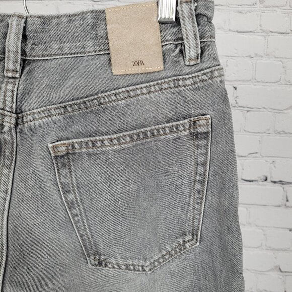 Zara Grey 100% Cotton Denim Button Fly Straight Leg Jeans Size 30 (28x30) - Picture 12 of 15